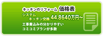 キッチンのリフォーム価格表