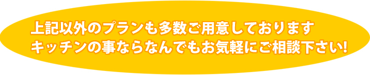 上記以外のプランも多数ご用意しております キッチンの事ならなんでもお気軽にご相談下さい!