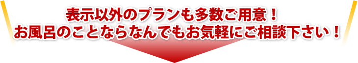 表示以外のプランも多数ご用意!お風呂のことならなんでもお気軽にご相談下さい!