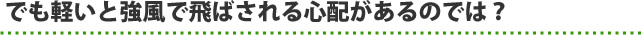 でも軽いと強風で飛ばされる心配があるのでは？